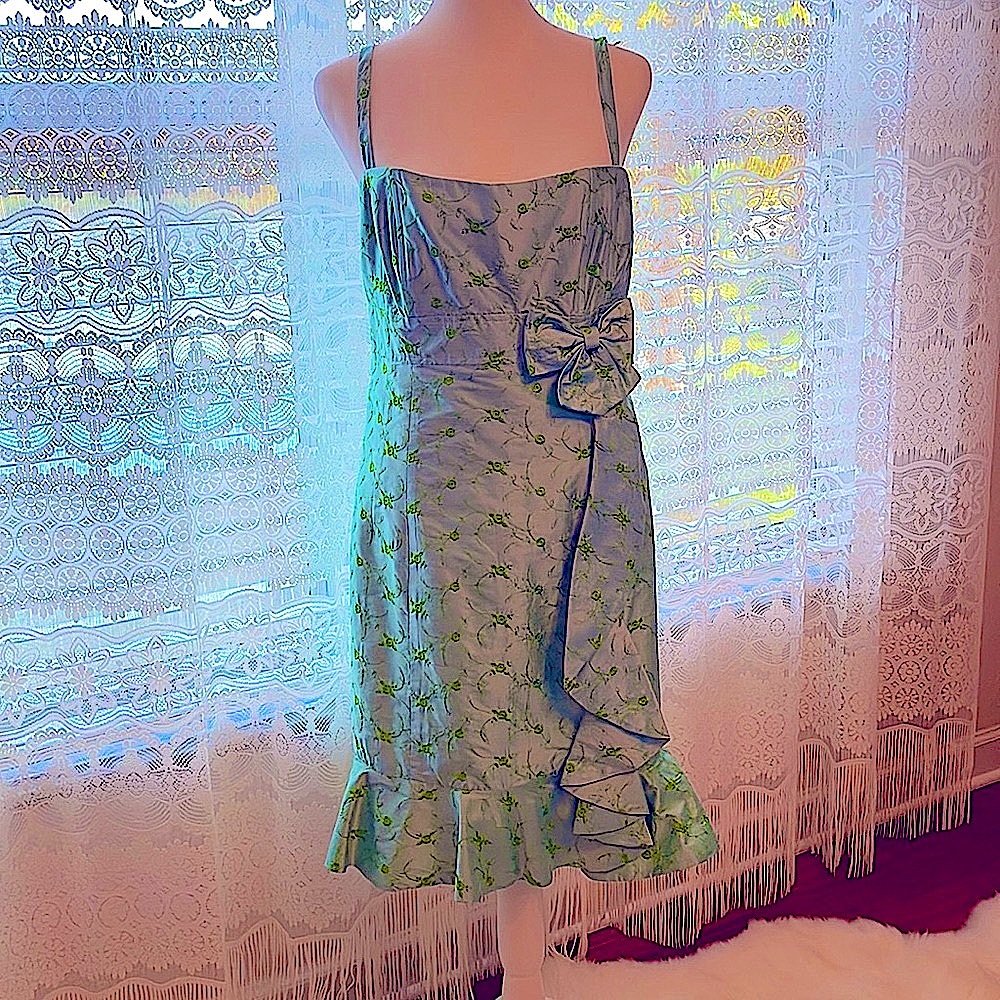 🆕 Nanette Lepore 100% Silk Ruffle Strapless Dress Sz. 10